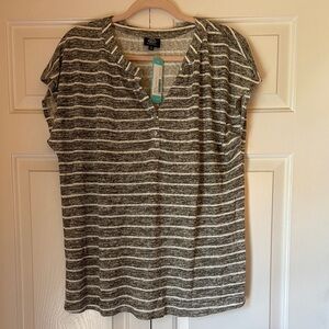 Bobeau Charcoal and White Striped Tee